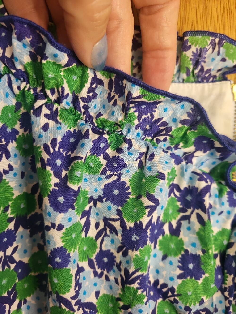 Zara dainty ditsy floral puff sleeve Milkmaid crop. Blue, green, purple. Small - Picture 10 of 16